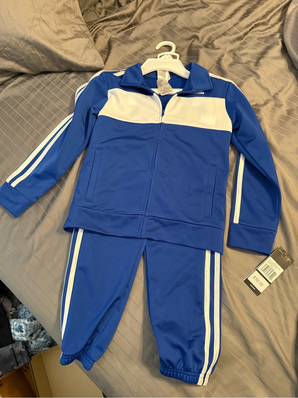 Adidas Blue and White Kids Track Jacket & Pants Set